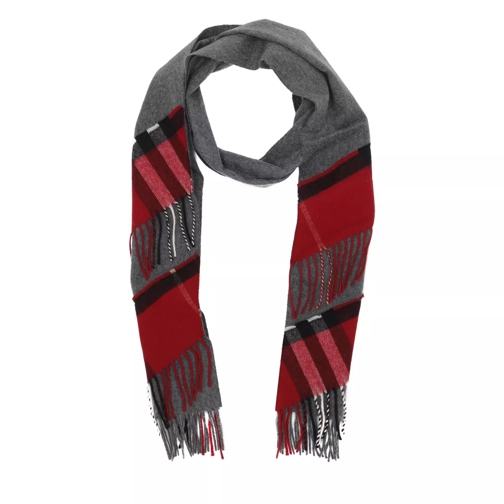 Burberry Tartan Panel Detail Cashmere Scarf Silver/Red Sciarpa in cashmere