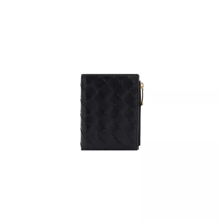 Bottega Veneta Portemonnaie - Small Intrecciato Bi-Fold Zip Wallet - Gr. unisize - in Schwarz - für Damen