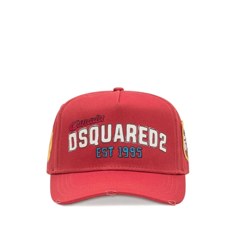 Dsquared2 Hoed Baseball Cap With Distressed Edges Red