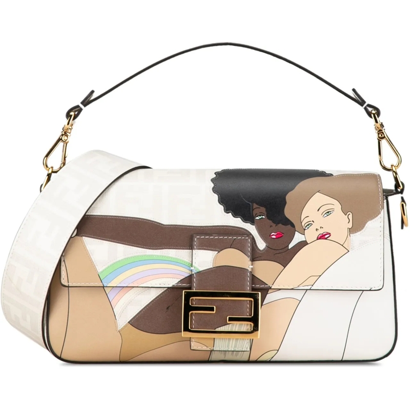 Fendi Schultertasche Zucca Graphic Print Coated Canvas Bikini Girls Bag weiß