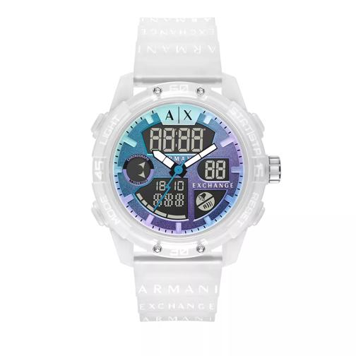 Armani Exchange Analog-Digital Silicone Watch Clear Digitaluhr