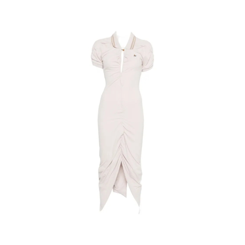 Vivienne Westwood Robe midi Fitted Midi Dress With Ruched Detailing And Polo C Neutrals