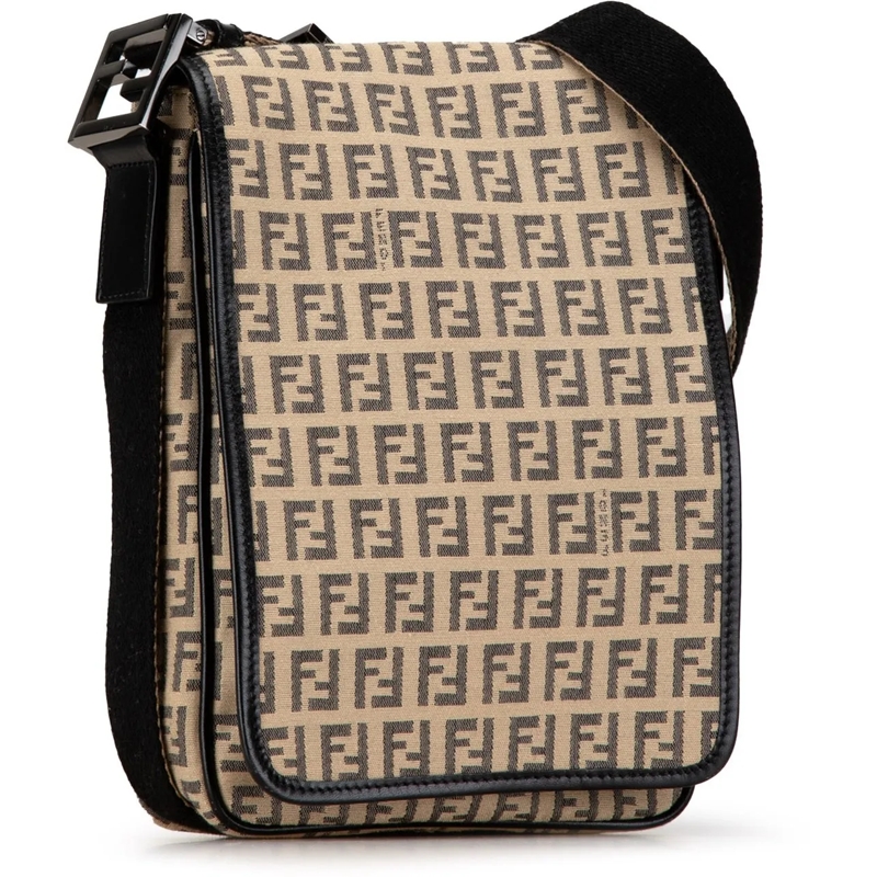 Fendi Schultertasche Zucchino Canvas Crossbody braun