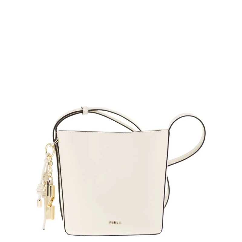 Furla Bucket Bag Mini Bucket Bag With Printed Leather Finish Neutrals