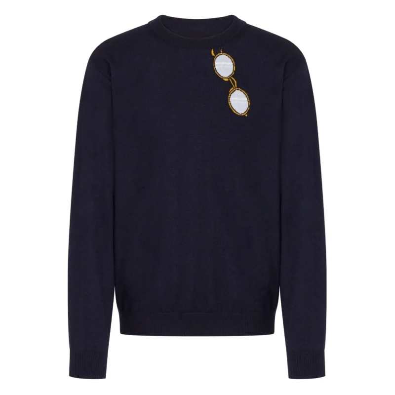 Moschino Trui Navy Blue Silk-Nylon Sweater Black