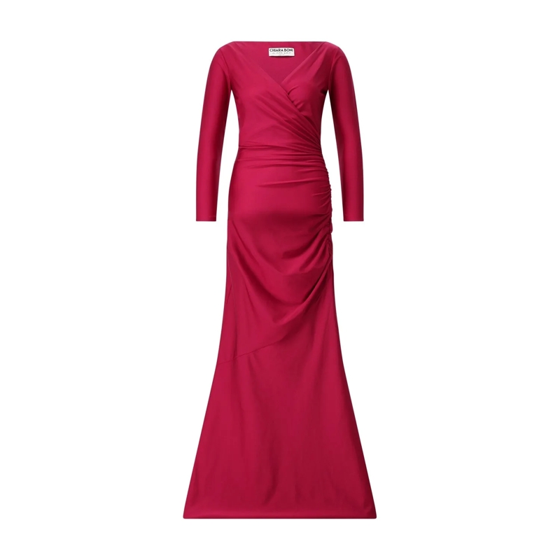Chiara Boni  Langes Abendkleid Honui in Wickeloptik Rot