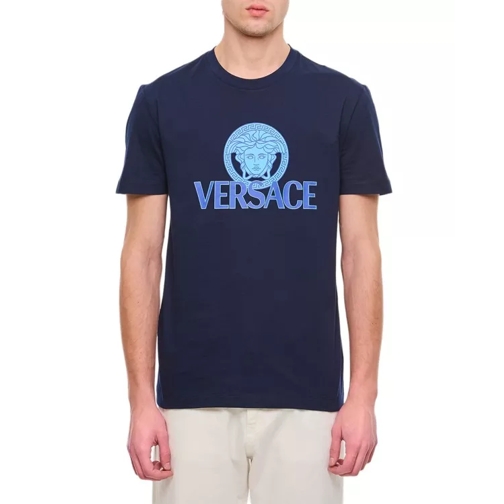 Versace Medusa T-Shirt Cotton Jersey Fabric Blue 