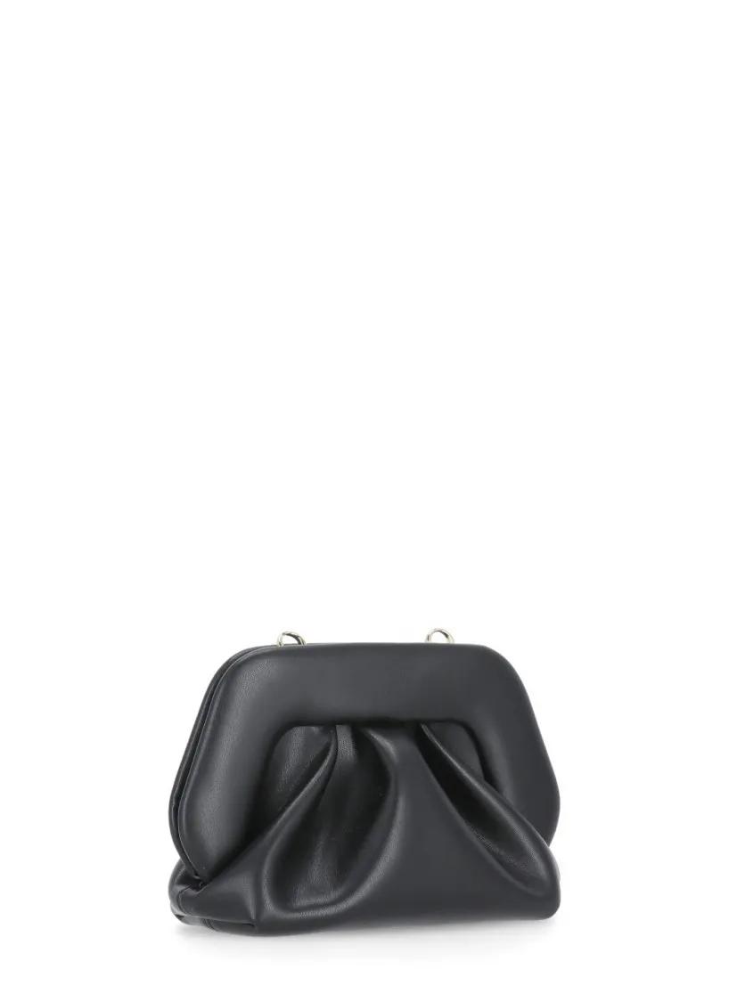 Themoirè Clutches Black Synth Leather Gea Vegan Pochette in zwart