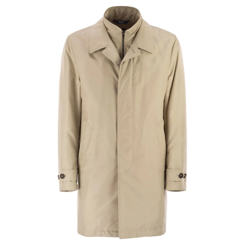 Fay Parka Morning Coat In Technical Poplin Neutrals