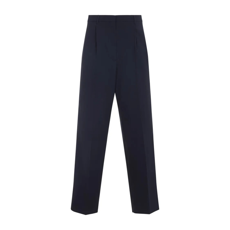 Miu Miu  Sophisticated Wool Blend Trousers With Subtle Plea Blue