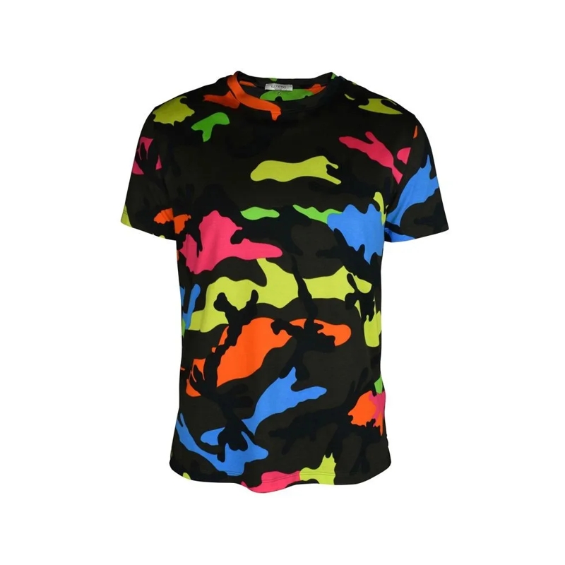 Valentino Garavani T-shirt Multicolor Camouflage Print T-Shirt Black