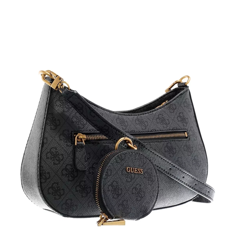 Guess Hobo Bag Alexie Top Zip Shoulder Bag Coal Logo(Image 3)