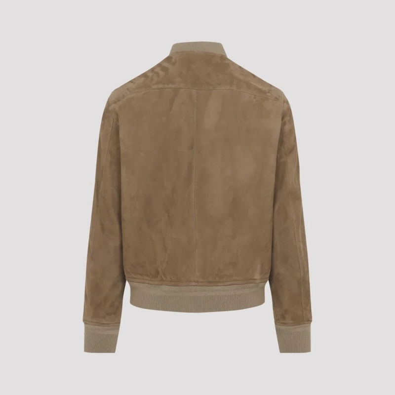 Tom Ford Bomberjacke Suede Lamb Leather Bomber Jacket With Zippered Poc Brown