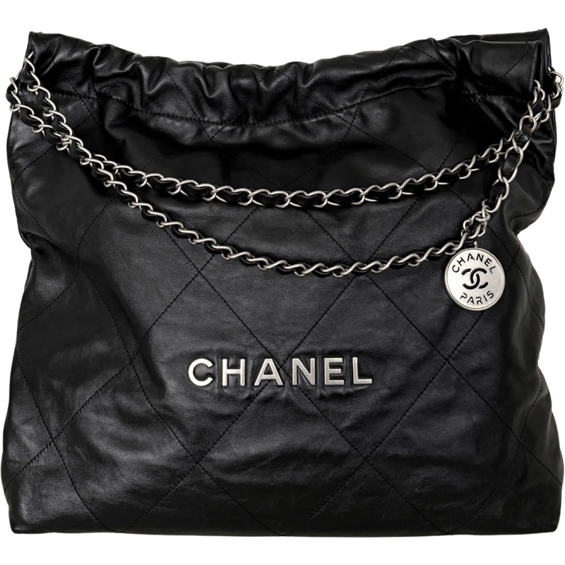 Chanel Schultertasche Chanel 22 mittelgro�e Hobo Bag Schwarz silberne Ha schwarz