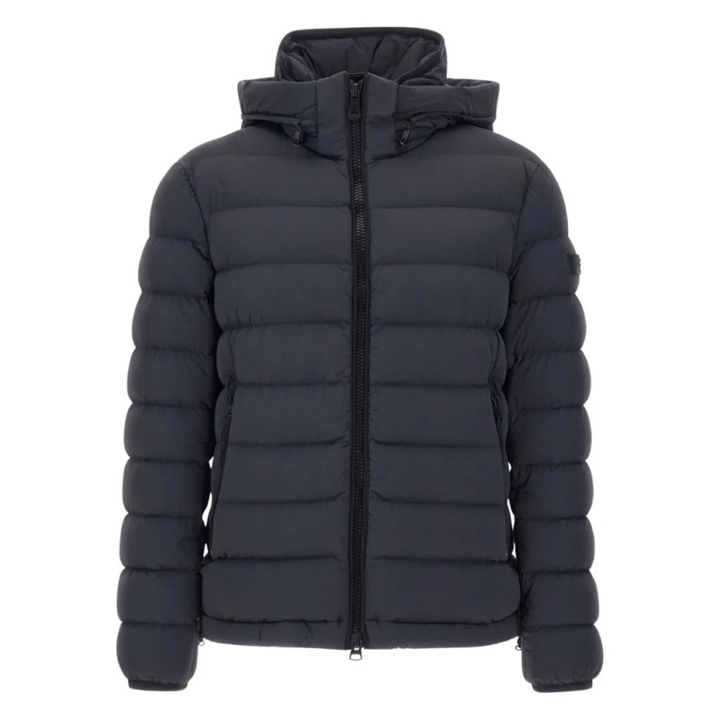 Peuterey  Tailored Black Coat With Minimalist Design Black