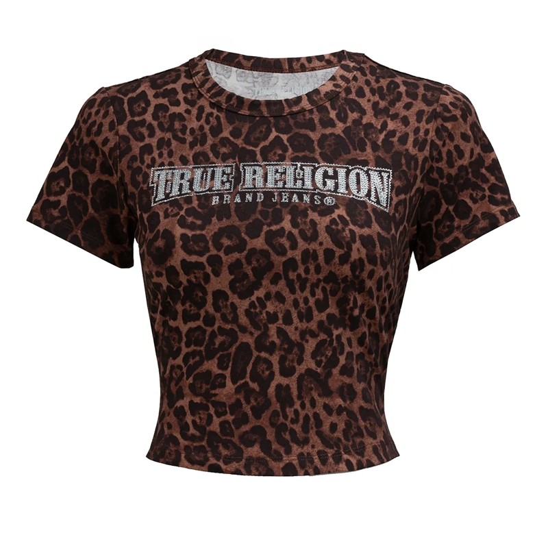 True Religion T-Shirt T-Shirt LEOPARD CRYSTALS bunt