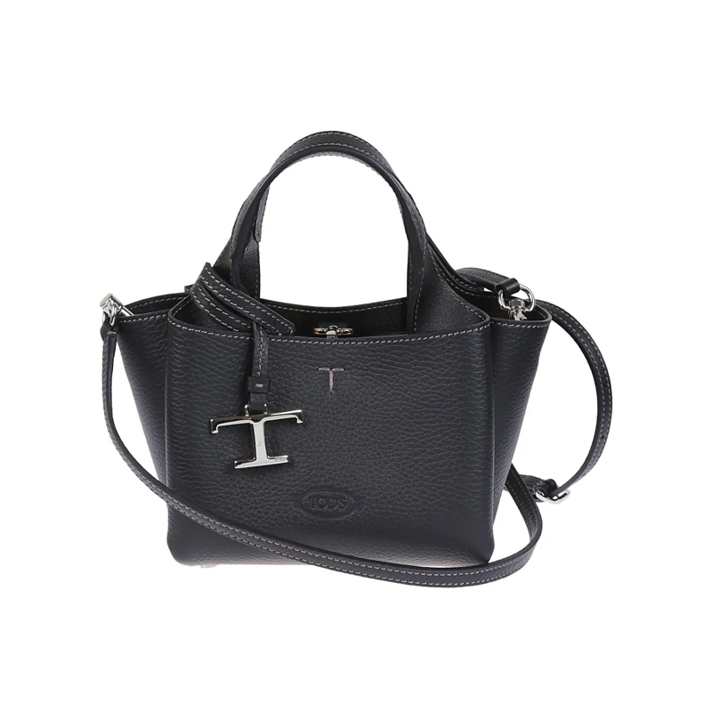 Tod's Sac à bandoulière Structured Black Grained Leather Shoulder Bag Black