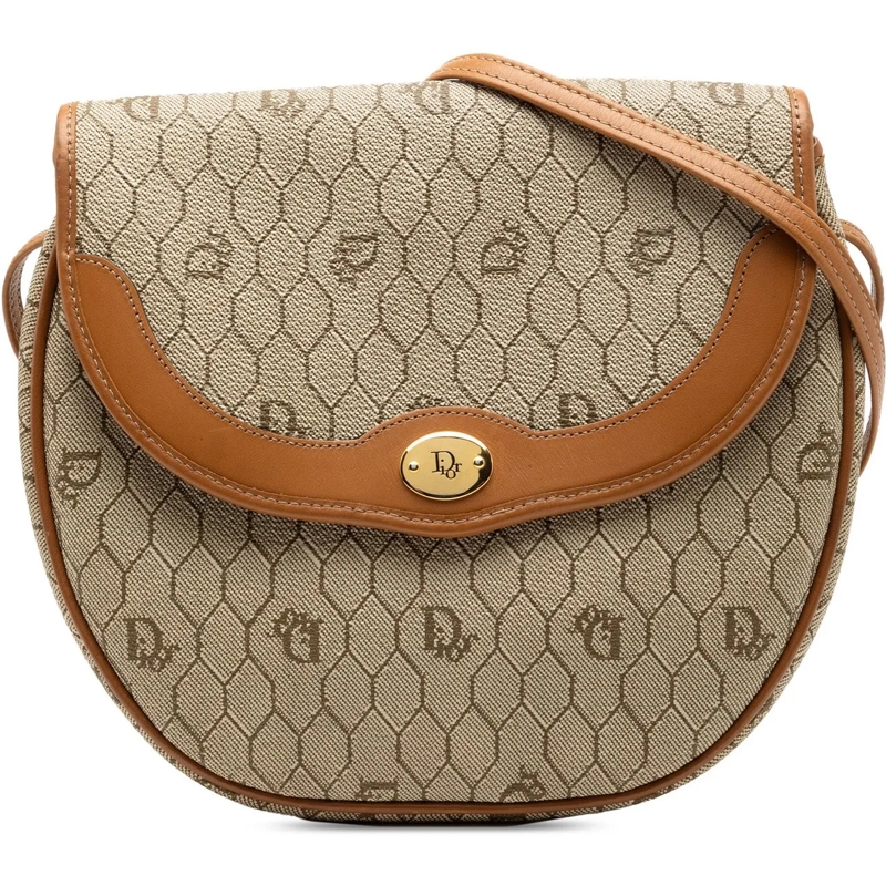 Christian Dior Schultertasche Honeycomb Canvas Crossbody braun