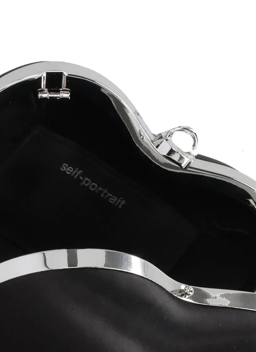 self-portrait Clutches Black Self Portrait Satin Clutch in zwart