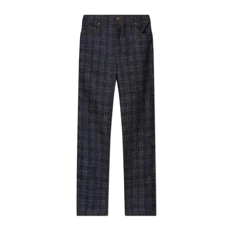 Burberry Jeans Checkered Straight Leg Jeans Black