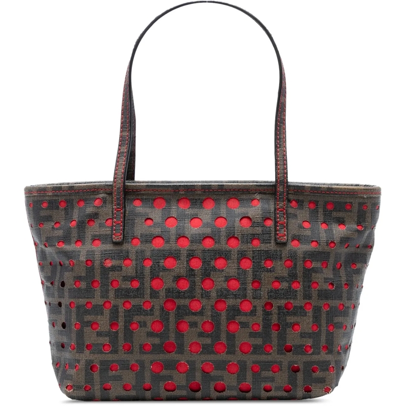 Fendi Shopper Small Perforated Zucca Spalmati Roll Tote braun