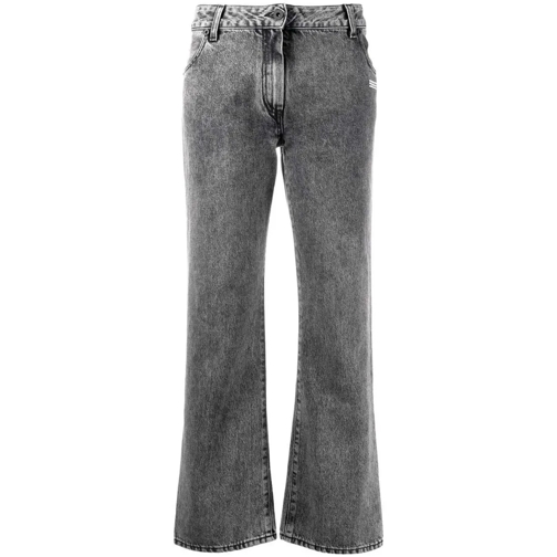 Off-White Jeans Cropped Leg Mid-Rise Denim Jeans Grey