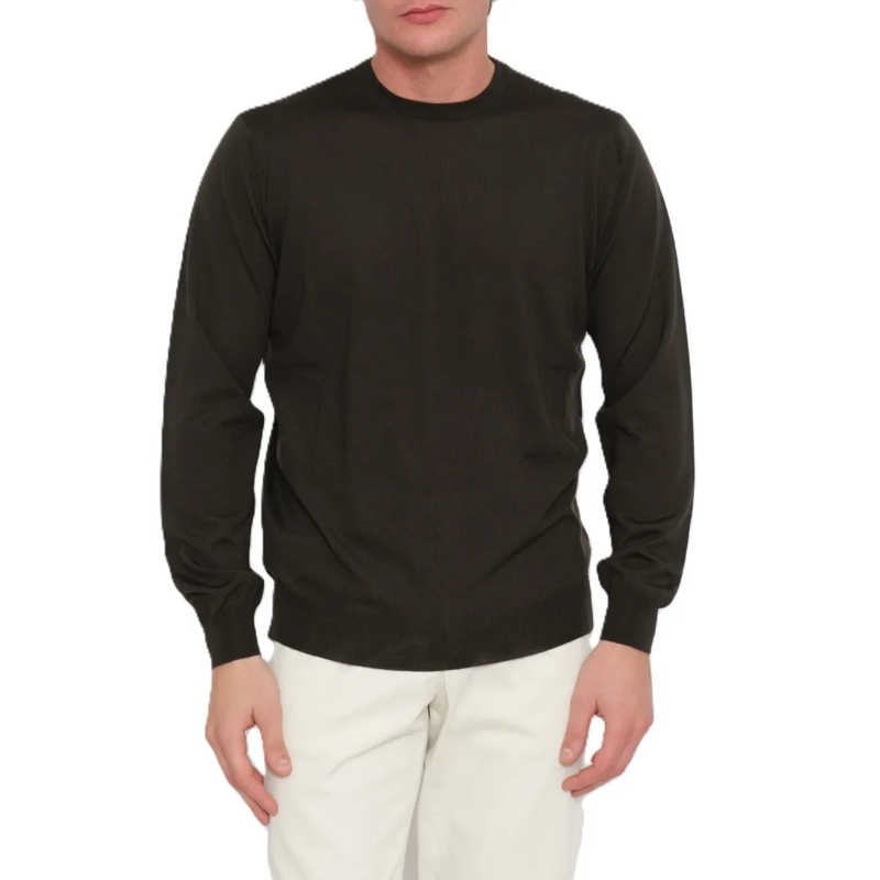 FILIPPO DE LAURENTIIS Pull Classic Merino Wool Crew Neck Sweater Black