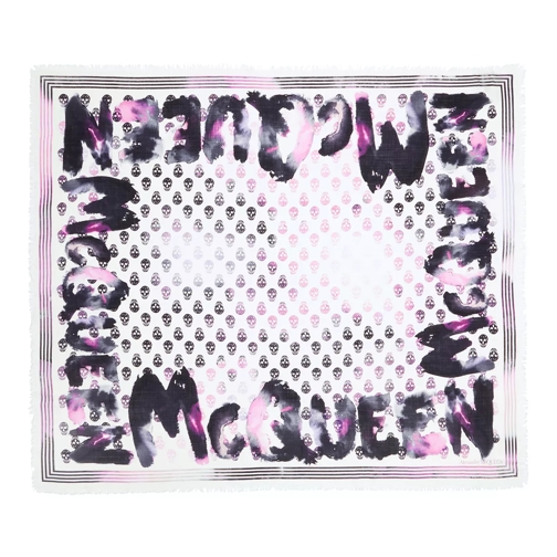 Alexander McQueen Scarf Watercolor Graffiti Ivory Pink Sciarpa leggera