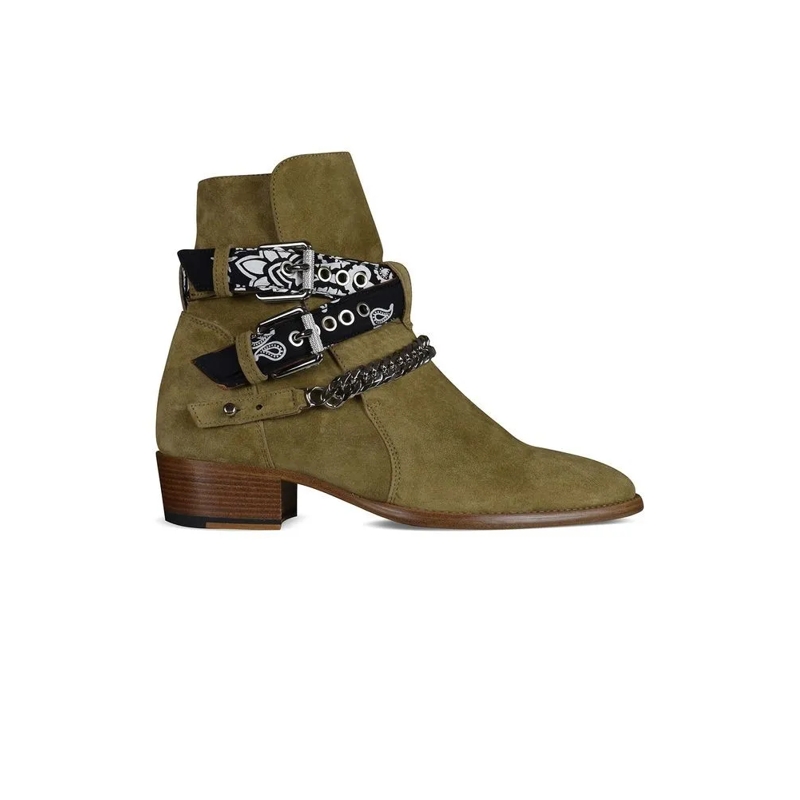 Amiri Stiefel Boots Bandana Buckle Green