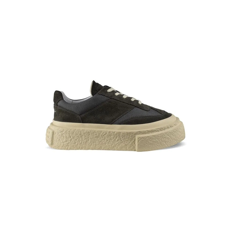 Maison Margiela Low-Top-Sneaker Khaki Green Suede And Mesh Low-Top Sneakers Neutrals