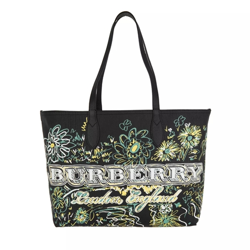 Burberry Doodle Flowers Reversible Canvas Tote Black Shopper