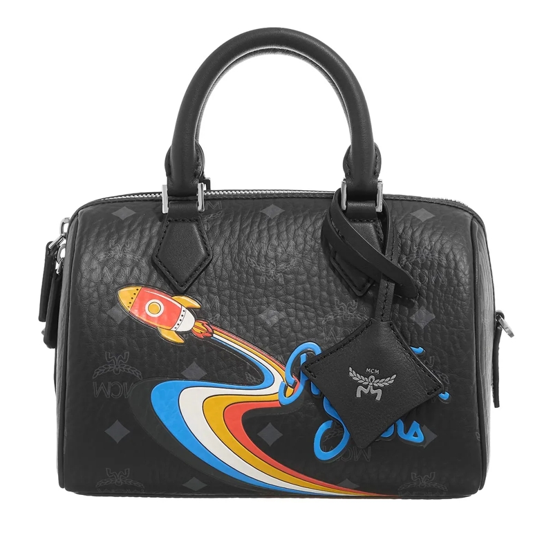 MCM Bowling Bag Visetos Boston Small Black