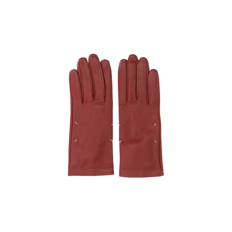 Maison Margiela Gants Classic Red Leather Gloves Red