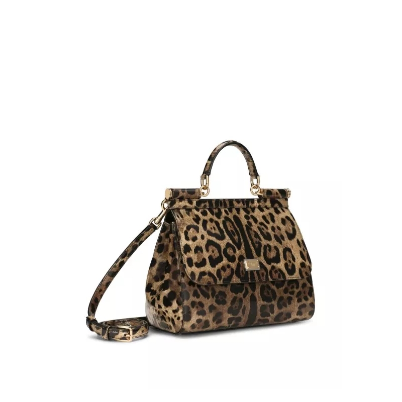 Dolce&Gabbana Satchel Medium Sicily Leopard-Print Shoulder Bag Brown(Image 5)