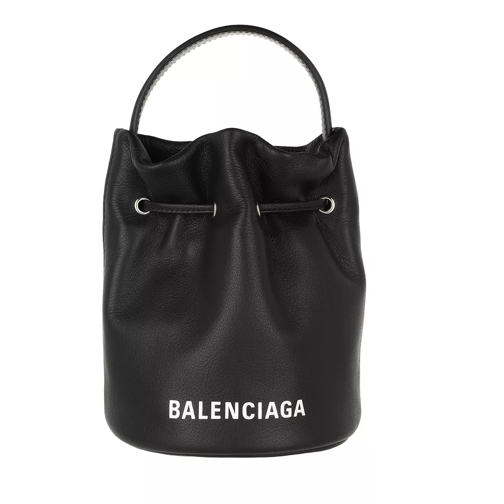 Balenciaga Everyday Drawstring Bucket Bag XS  Black White Buideltas