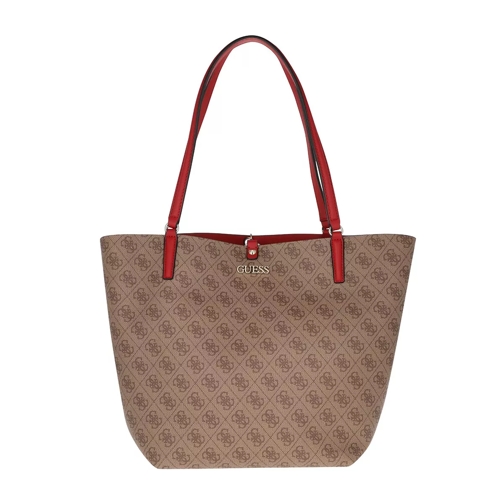 Guess Alby Toggle Tote Brown/Cherry Shopping Bag