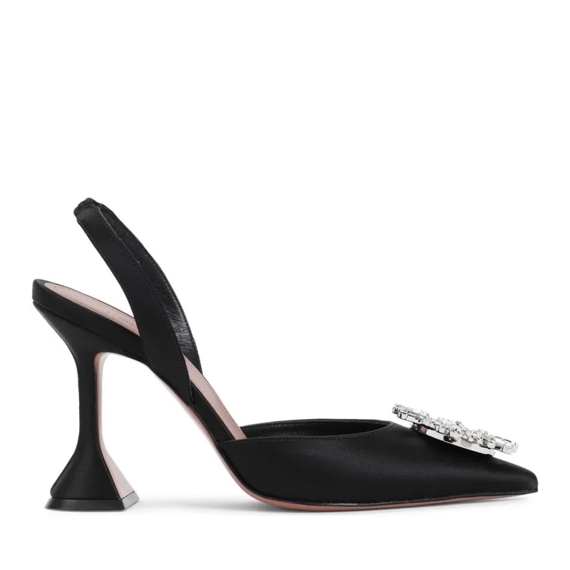 Amina Muaddi Escarpins Begum Sling Satin Black