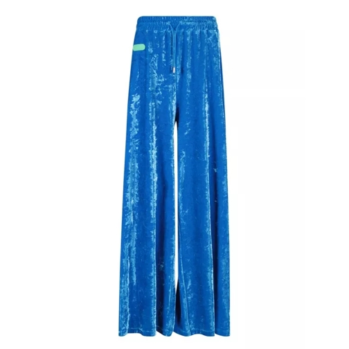 Dsquared2 Blue Velvet Wide Leg Trousers Blue Pantaloni Marlene