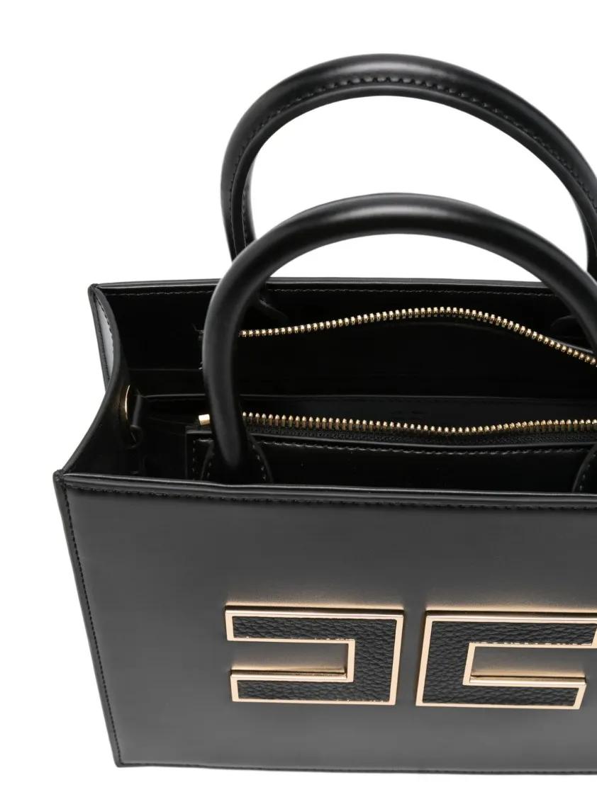 Thumbnail - Elisabetta Franchi Crossbody Bags - Structured Black Handbag With Gold Logo Accents - Gr. unisize - in Schwarz - für Dam...