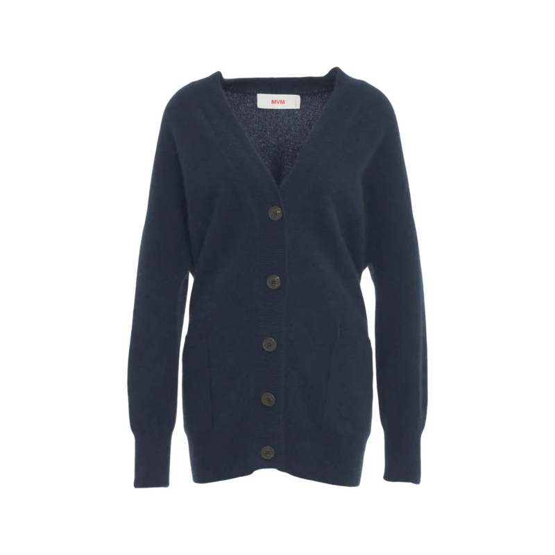 Mvm Vest Raccoon Wool Cardigan Blue