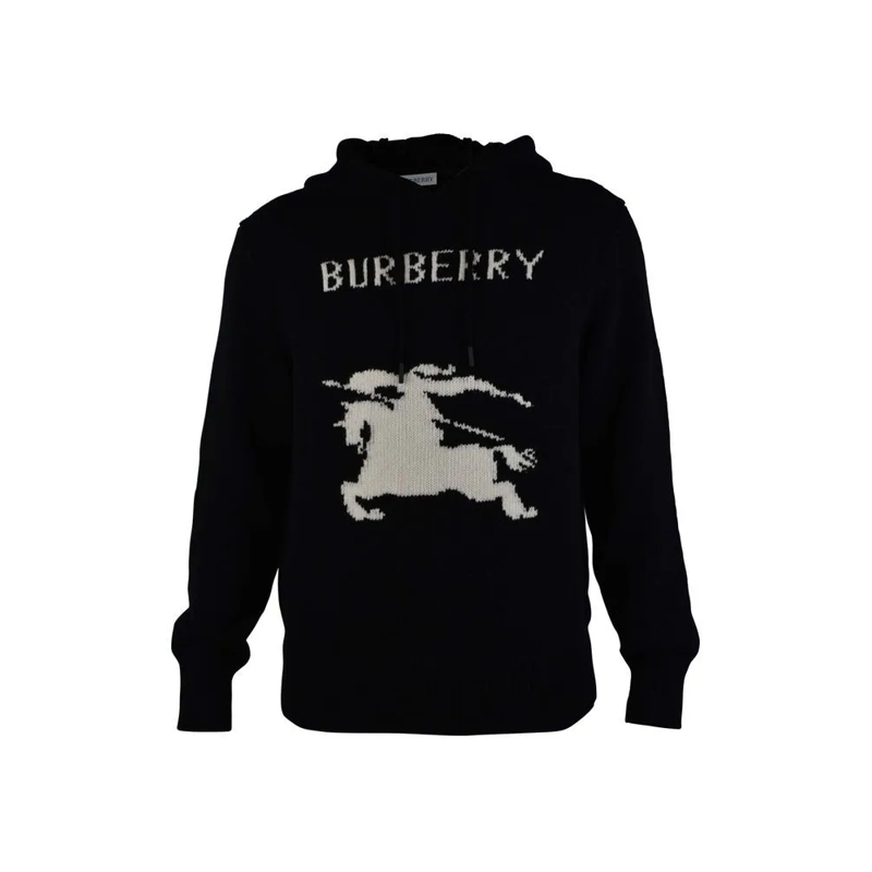 Burberry  Black Hoodie With Iconic Equestrian Knight Black
