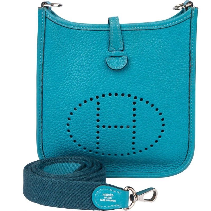 Hermès Schultertasche Hermes Bleu Taurillon Clemence Evelyne 16 Crossbod blau