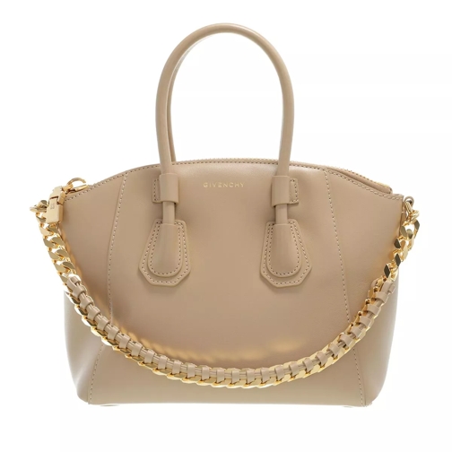 Givenchy Mini Chain Antigona Sport Bag Leather Cappuccino Beige Rymlig shoppingväska