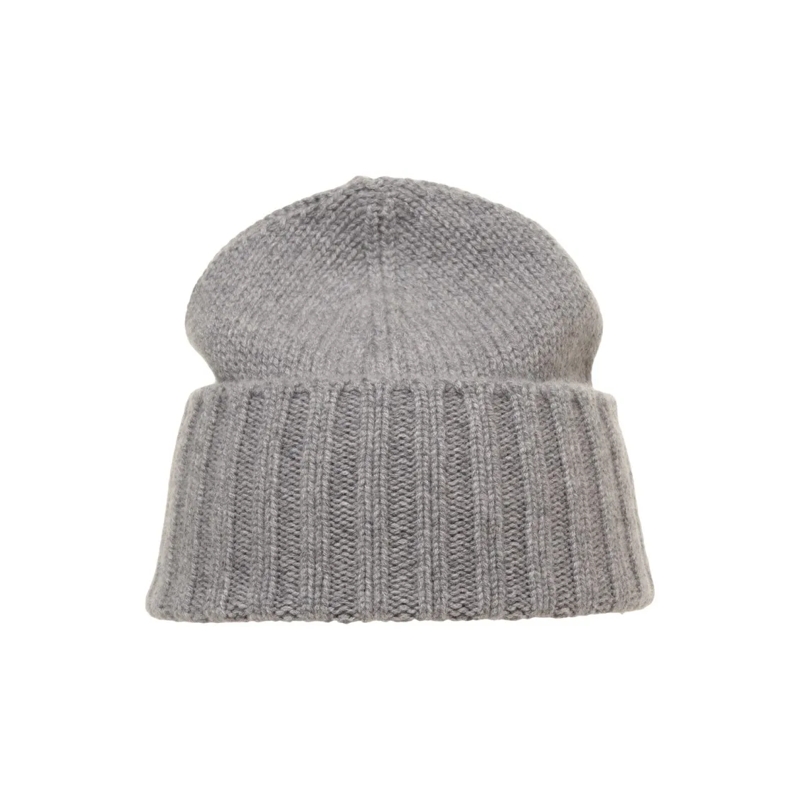 Kangra Hut Ribbed Cuff Cashmere Beanie With Plush Texture Grey
