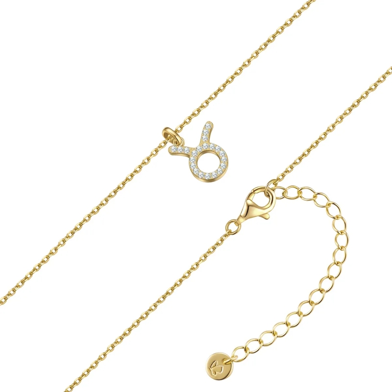 Glanzstücke München Mittellange Halskette Sterling Silber Halskette Zirkonia Sternzeichen St gold(Image 2)