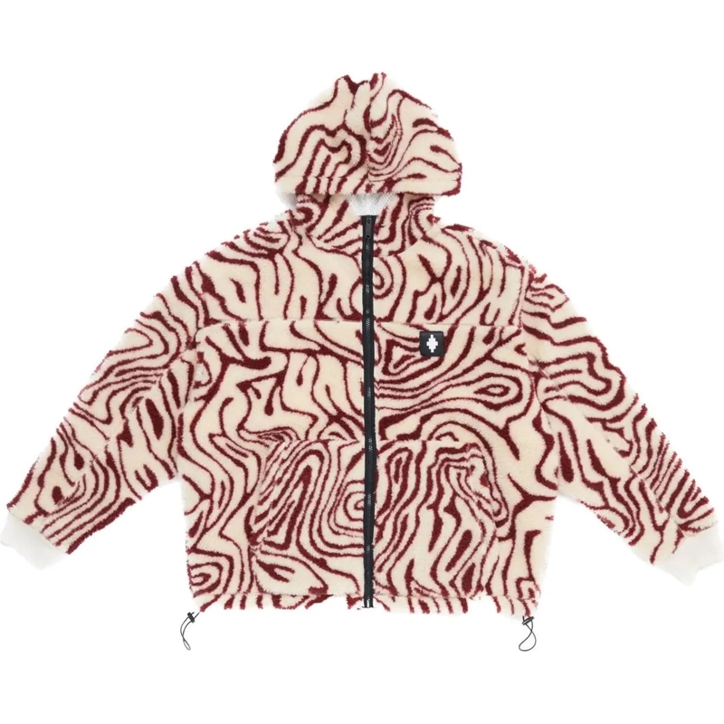 Marcelo Burlon  Fluid Pile Over Jacket Ecru Burgund beige