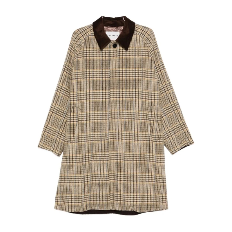 Amaranto Manteau d'hiver Beige Plaid Amaranto Giacconi Coat Green