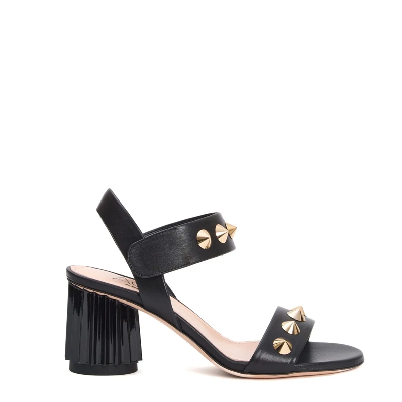 Agl Sandales Black Leather Sandals With Studded Straps Black