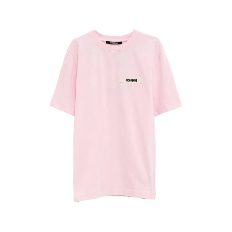 Jacquemus T-shirt Soft Pink Crew Neck T-Shirt With Logo Patch Pink