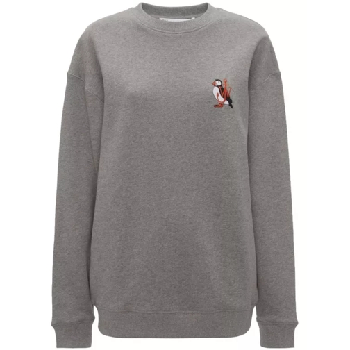 J.W.Anderson Logo-Embroidered Organic Cotton Sweatshirt Grey 